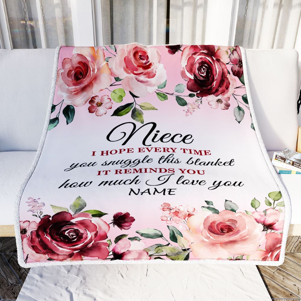 Personalized Niece Blanket From Aunt Auntie Uncle We Hope Every Time Rose Floral Niece Birthday Graduation Christmas Customized Bed Fleece Throw Blanket | siriusteestore