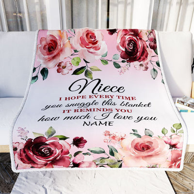 Personalized Niece Blanket From Aunt Auntie Uncle We Hope Every Time Rose Floral Niece Birthday Graduation Christmas Customized Bed Fleece Throw Blanket | siriusteestore