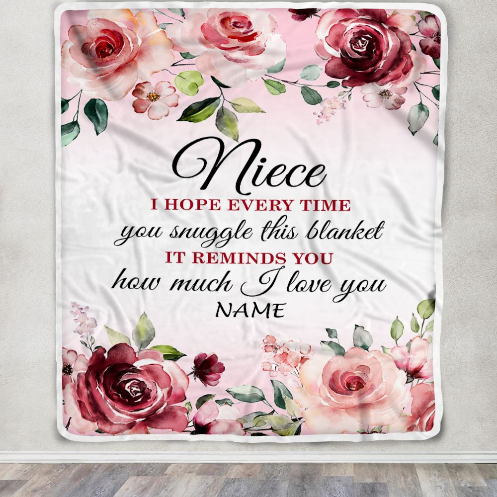 Personalized Niece Blanket From Aunt Auntie Uncle We Hope Every Time Rose Floral Niece Birthday Graduation Christmas Customized Bed Fleece Throw Blanket | siriusteestore