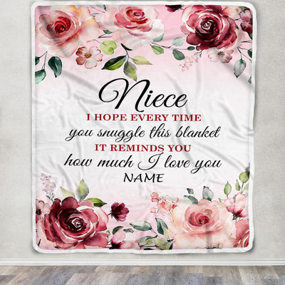 Personalized Niece Blanket From Aunt Auntie Uncle We Hope Every Time Rose Floral Niece Birthday Graduation Christmas Customized Bed Fleece Throw Blanket | siriusteestore