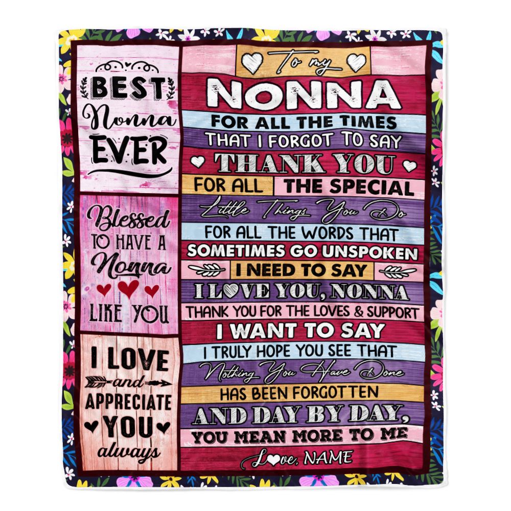 Personalized Nonna Blanket From Granddaughter Grandson Thank You For The Love Nonna Mothers Day Birthday Christmas Customized Bed Fleece Throw Blanket | siriusteestore