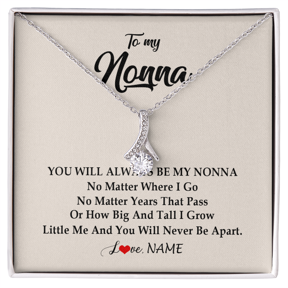 Alluring Beauty Necklace | Personalized Nonna Necklace From Grandkids Granddaughter Grandson You Will Always Be My Nonna Birthday Mothers Day Christmas Customized Gift Box Message Card | siriusteestore