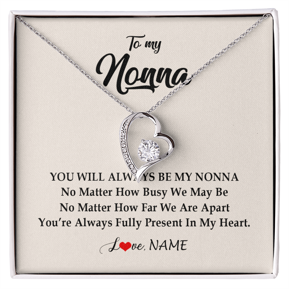 Forever Love Necklace | Personalized Nonna Necklace From Grandkids Granddaughter Grandson You're Always In My Heart Nonna Birthday Mothers Day Jewelry Customized Gift Box Message Card | siriusteestore