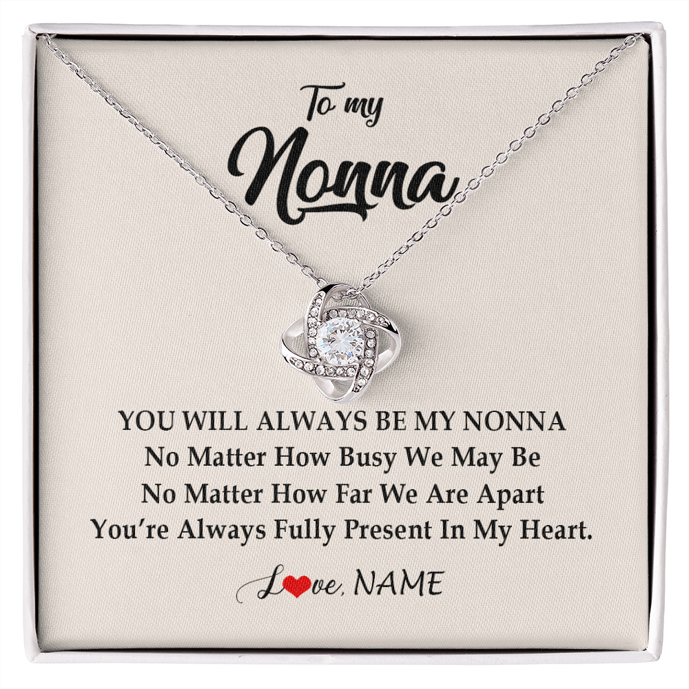 Love Knot Necklace | Personalized Nonna Necklace From Grandkids Granddaughter Grandson You're Always In My Heart Nonna Birthday Mothers Day Jewelry Customized Gift Box Message Card | siriusteestore