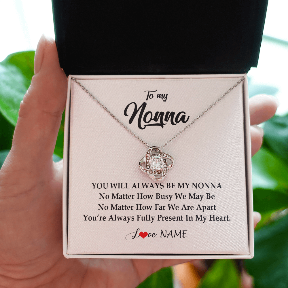 Love Knot Necklace | Personalized Nonna Necklace From Grandkids Granddaughter Grandson You're Always In My Heart Nonna Birthday Mothers Day Jewelry Customized Gift Box Message Card | siriusteestore