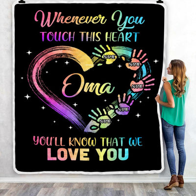 Personalized Oma Blanket From Grandkids Granddaughter Grandson We Love You Grandparent Oma Birthday Mothers Day Christmas Customized Bed Fleece Throw Blanket | siriusteestore