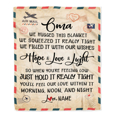 Personalized Oma Blanket From Grandkids We Hugged This Blanket Mail Letter Oma Birthday Mothers Day Christmas Customized Fleece Blanket | siriusteestore