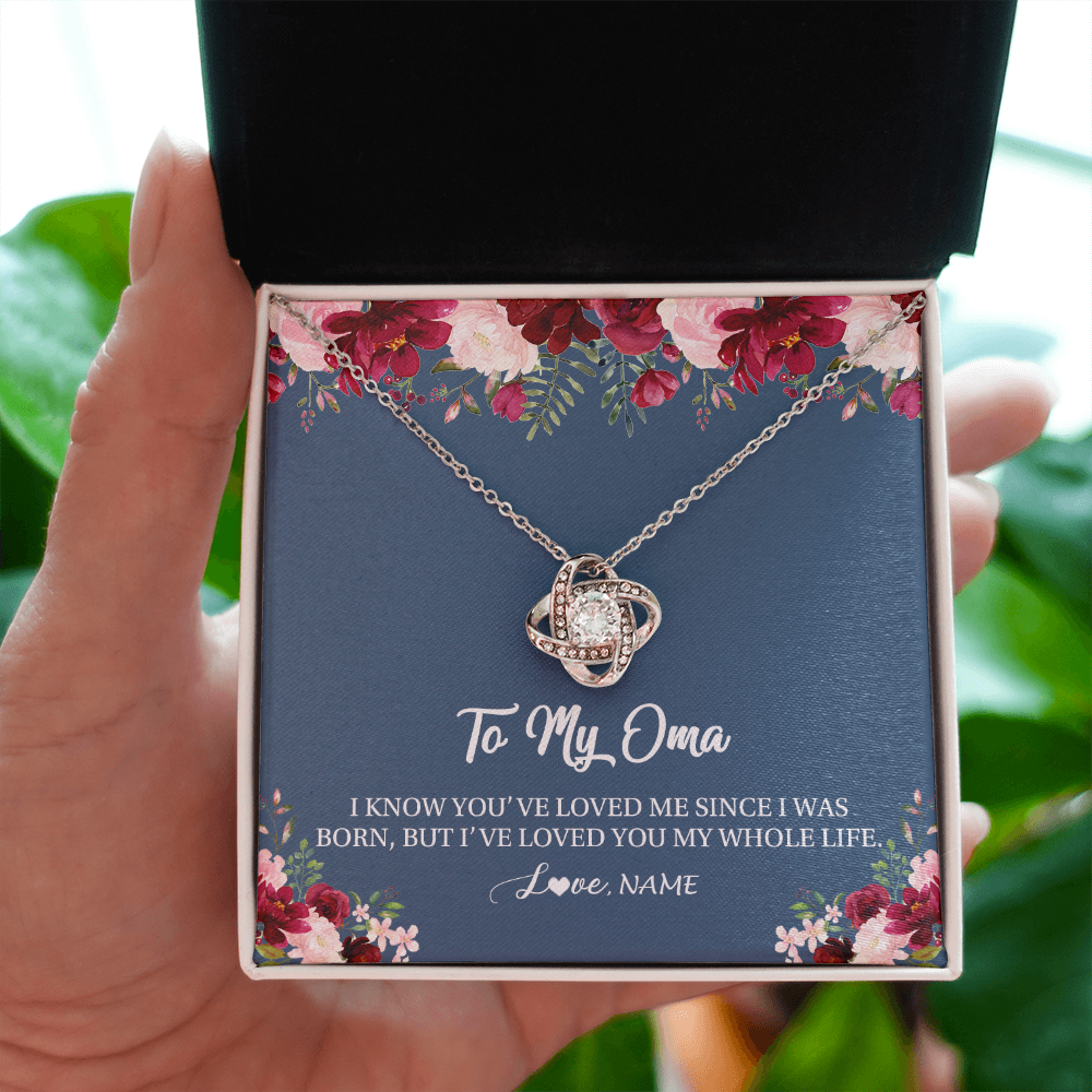 Love Knot Necklace | Personalized Oma Necklace From Grandkids Granddaughter Grandson I've Loved You My Whole Life Floral Oma Birthday Mothers Day Christmas Customized Message Card | siriusteestore
