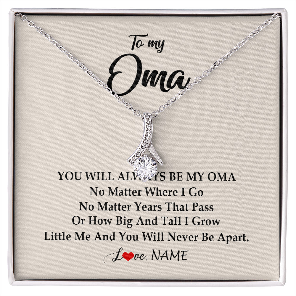 Alluring Beauty Necklace | Personalized Oma Necklace From Grandkids Granddaughter Grandson You Will Always Be My Oma Birthday Mothers Day Christmas Customized Gift Box Message Card | siriusteestore