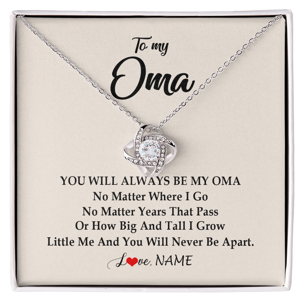Love Knot Necklace | Personalized Oma Necklace From Grandkids Granddaughter Grandson You Will Always Be My Oma Birthday Mothers Day Christmas Customized Gift Box Message Card | siriusteestore