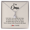Alluring Beauty Necklace | Personalized Oma Necklace From Grandkids Granddaughter Grandson You're Always In My Heart Oma Birthday Mothers Day Christmas Customized Gift Box Message Card | siriusteestore