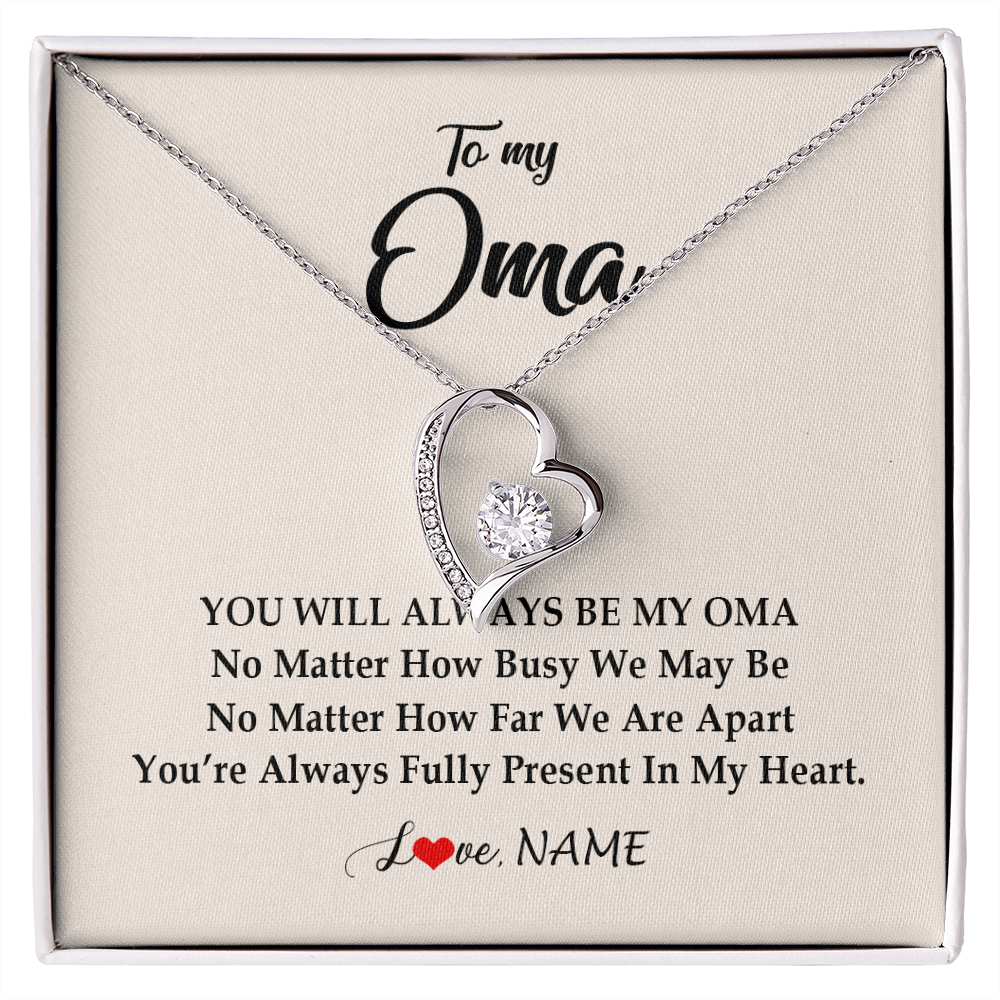 Forever Love Necklace | Personalized Oma Necklace From Grandkids Granddaughter Grandson You're Always In My Heart Oma Birthday Mothers Day Christmas Customized Gift Box Message Card | siriusteestore
