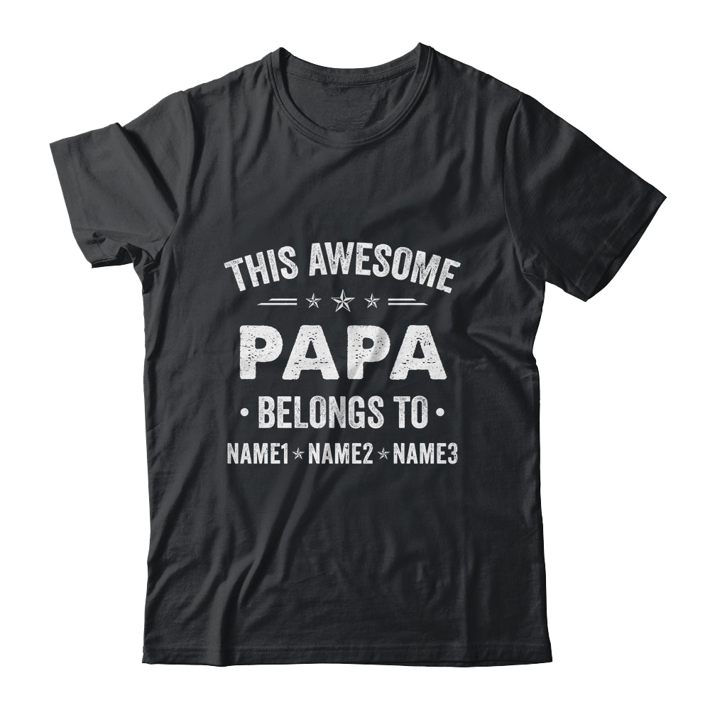 Personalized Papa Custom Kids Name This Awesome Papa Belongs To Papa Fathers Day Birthday Christmas Shirt & Hoodie | siriusteestore