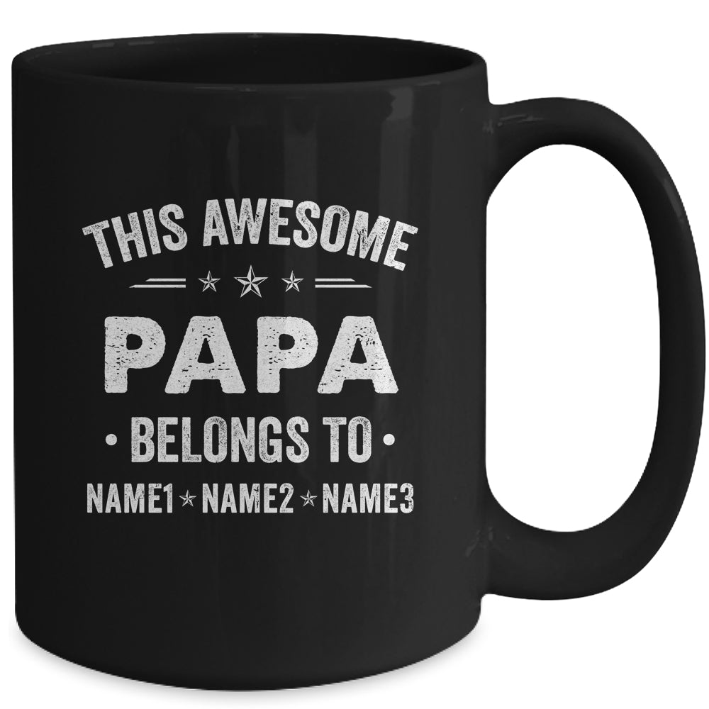 Personalized Papa Custom Kids Name This Awesome Papa Belongs To Papa Fathers Day Birthday Christmas Mug | siriusteestore