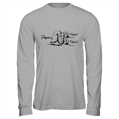 Personalized Papa With Grandkids Name Fist Bumps Funny Custom Grandpa Fathers Day Birthday Christmas Shirt & Hoodie | siriusteestore