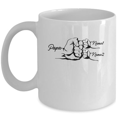 Personalized Papa With Grandkids Name Fist Bumps Funny Custom Grandpa Fathers Day Birthday Christmas Mug | siriusteestore