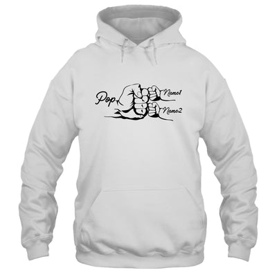 Personalized Pop With Grandkids Name Fist Bumps Funny Custom Grandpa Fathers Day Birthday Christmas Shirt & Hoodie | siriusteestore