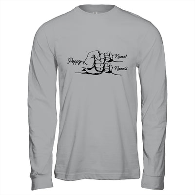Personalized Poppy With Grandkids Name Fist Bumps Funny Custom Grandpa Fathers Day Birthday Christmas Shirt & Hoodie | siriusteestore