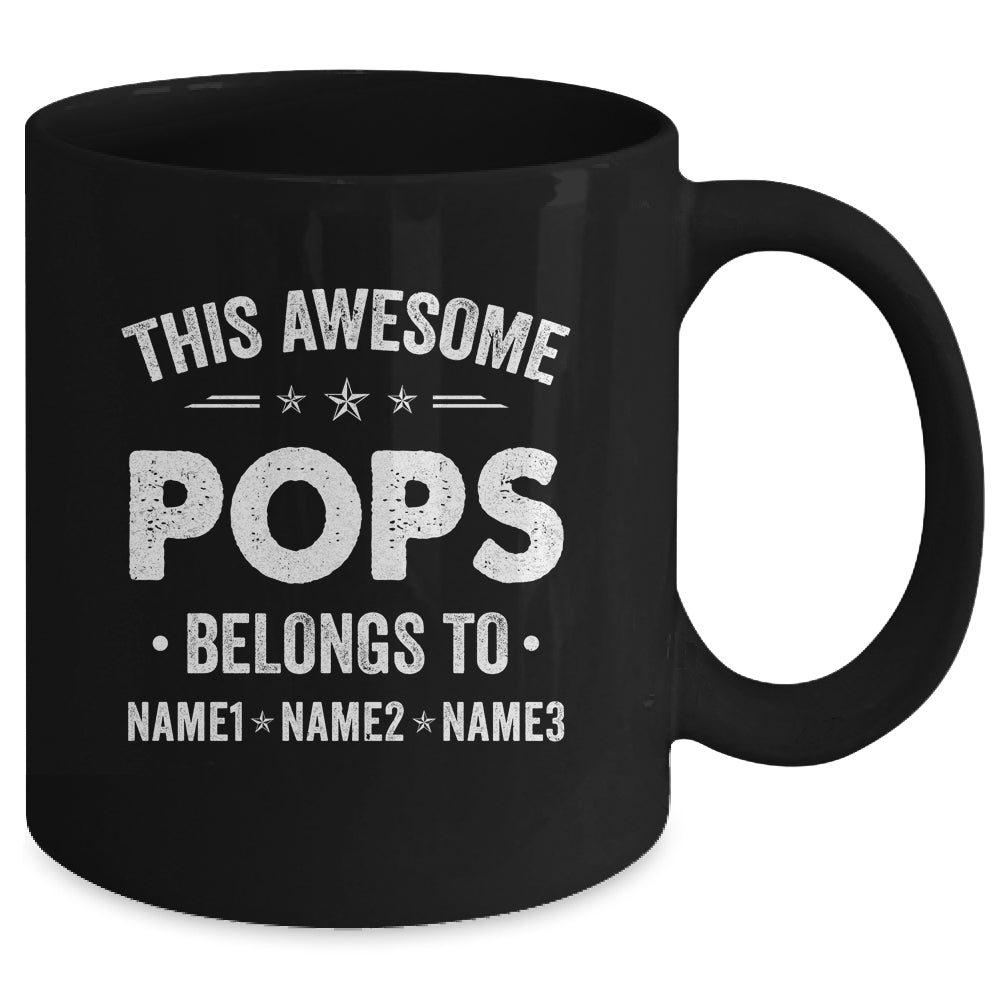 Personalized Pops Custom Kids Name This Awesome Pops Belongs To Pops Fathers Day Birthday Christmas Mug | siriusteestore