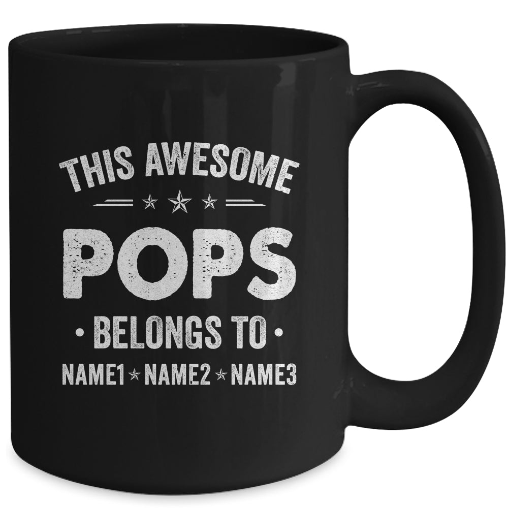 Personalized Pops Custom Kids Name This Awesome Pops Belongs To Pops Fathers Day Birthday Christmas Mug | siriusteestore