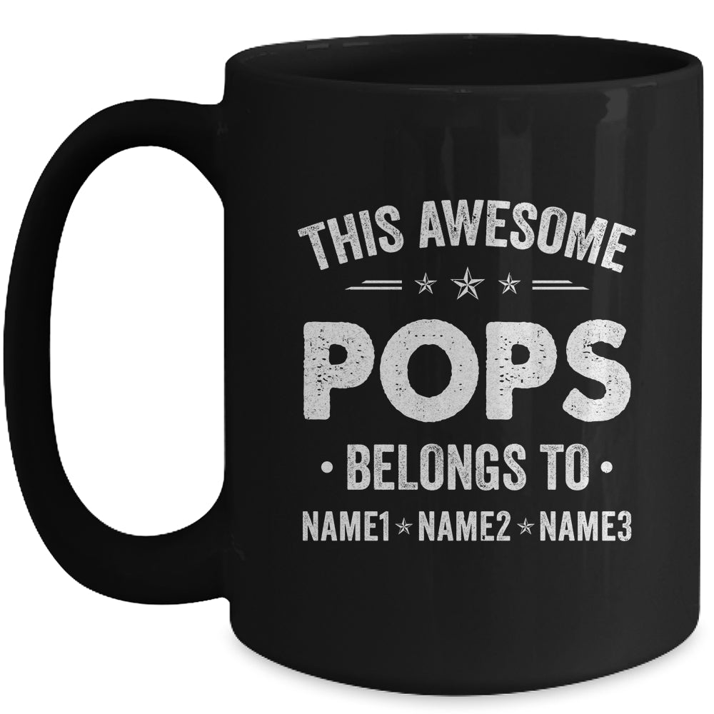 Personalized Pops Custom Kids Name This Awesome Pops Belongs To Pops Fathers Day Birthday Christmas Mug | siriusteestore
