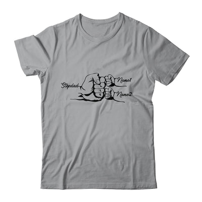 Personalized Stepdad With Name Kids Fist Bumps Funny Custom Dad Fathers Day Birthday Christmas Shirt & Hoodie | siriusteestore