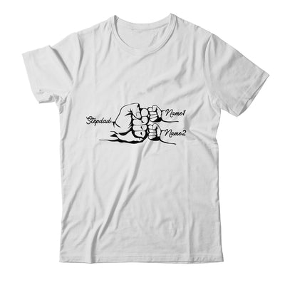 Personalized Stepdad With Name Kids Fist Bumps Funny Custom Dad Fathers Day Birthday Christmas Shirt & Hoodie | siriusteestore