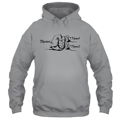 Personalized Stepdad With Name Kids Fist Bumps Funny Custom Dad Fathers Day Birthday Christmas Shirt & Hoodie | siriusteestore