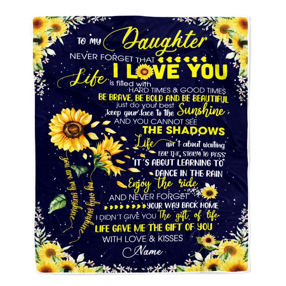 Personalized Sunflower to My Daughter from Mom Dad Blanket Never Forget That I Love You Customized For Birthday Christmas Fleece Blanket | siriusteestore