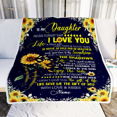 Personalized Sunflower to My Daughter from Mom Dad Blanket Never Forget That I Love You Customized For Birthday Christmas Fleece Blanket | siriusteestore