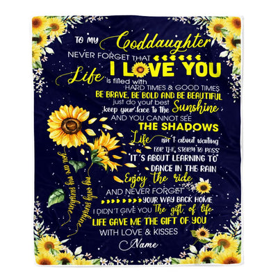 Personalized Sunflower to My Goddaughter from Godmother Godfather Blanket Never Forget That I Love You Goddaughter Birthday Christmas Customized Fleece Blanket | siriusteestore