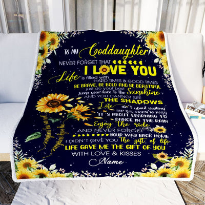Personalized Sunflower to My Goddaughter from Godmother Godfather Blanket Never Forget That I Love You Goddaughter Birthday Christmas Customized Fleece Blanket | siriusteestore