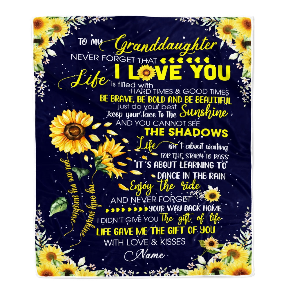 Personalized Sunflower to My Granddaughter from Grandma Grandpa Blanket Never Forget That I Love You Customized For Birthday Christmas Fleece Blanket | siriusteestore