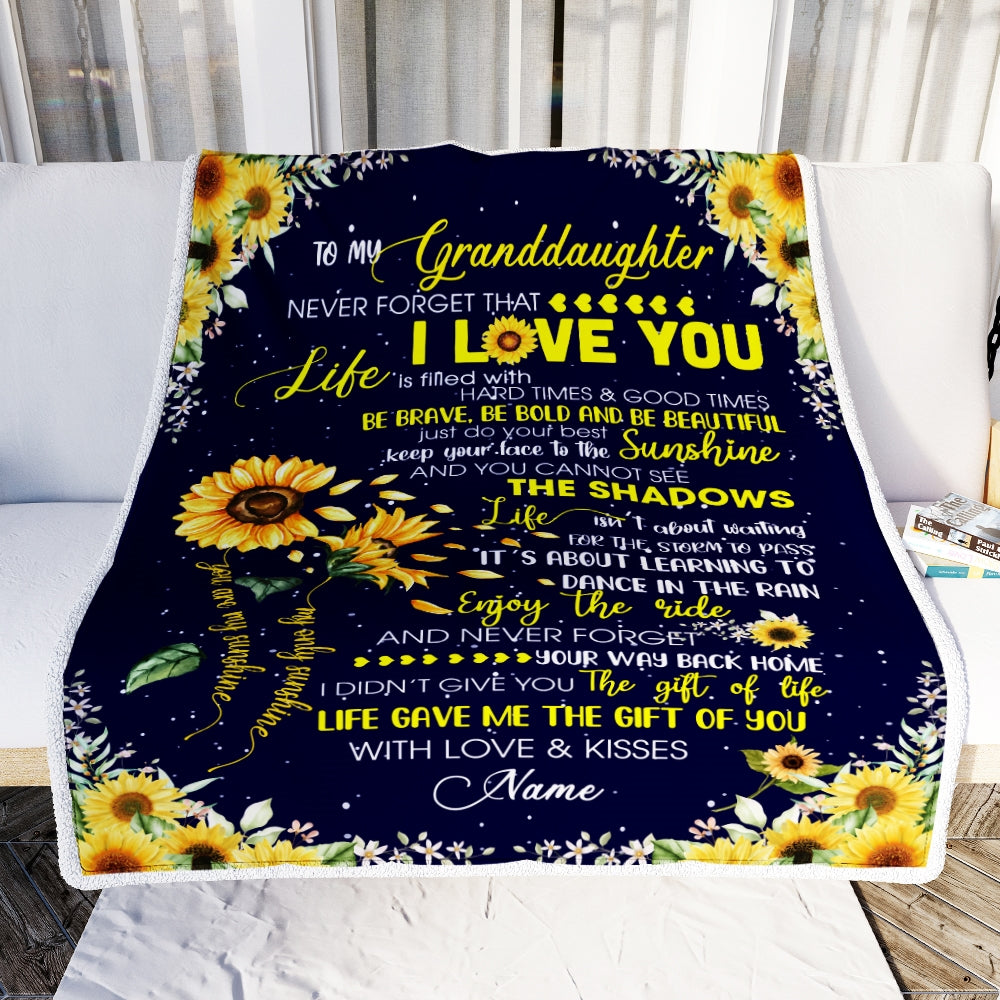 Personalized Sunflower to My Granddaughter from Grandma Grandpa Blanket Never Forget That I Love You Customized For Birthday Christmas Fleece Blanket | siriusteestore
