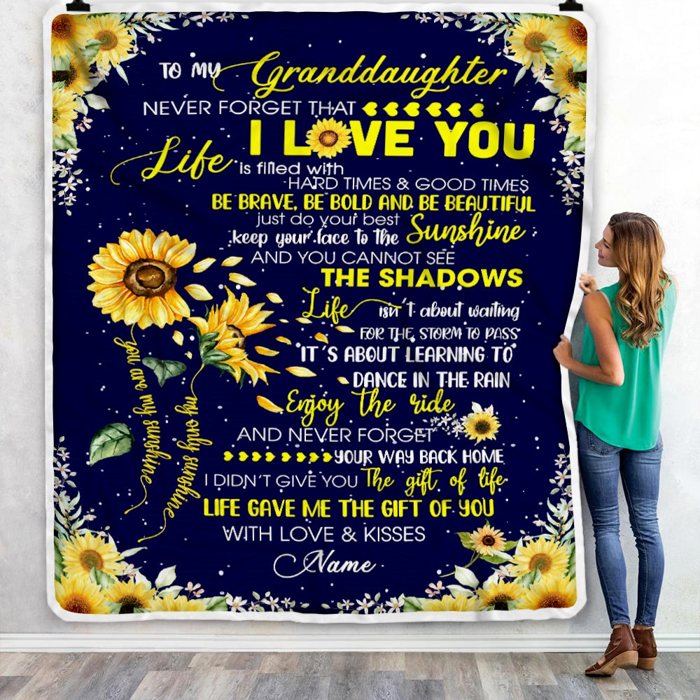 Personalized Sunflower to My Granddaughter from Grandma Grandpa Blanket Never Forget That I Love You Customized For Birthday Christmas Fleece Blanket | siriusteestore
