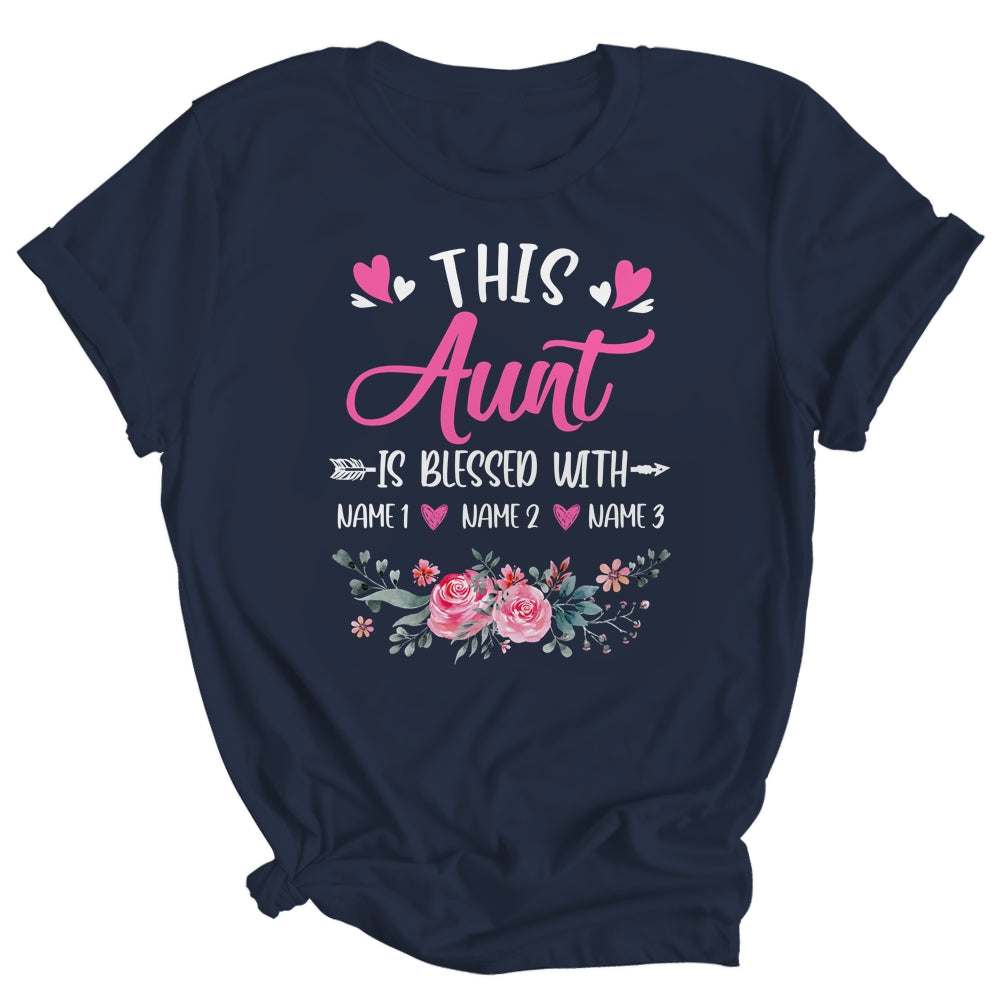 Personalized This Aunt Is Blessed With Kids Custom Aunt Name Flower Mothers Day Birthday Christmas Shirt & Tank Top | siriusteestore