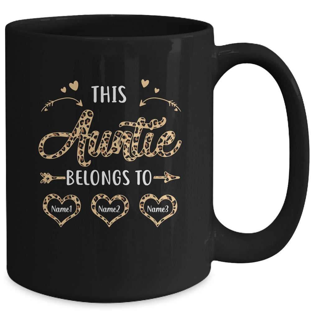 Personalized This Auntie Belongs To Custom Auntie Kids Name Leopard Mothers Day Birthday Christmas Mug | siriusteestore