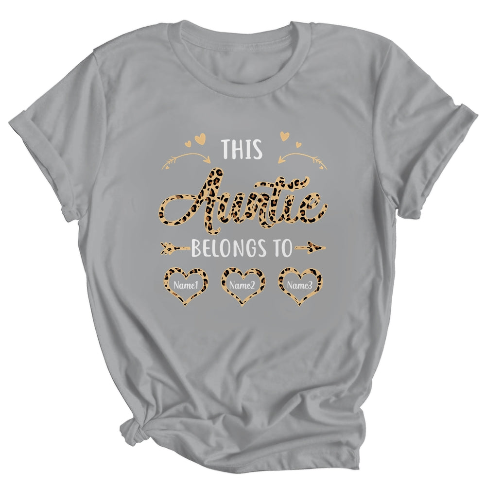 Personalized This Auntie Belongs To Kids Custom Auntie With Kid's Name Leopard For Women Mothers Day Birthday Christmas Shirt & Tank Top | siriusteestore