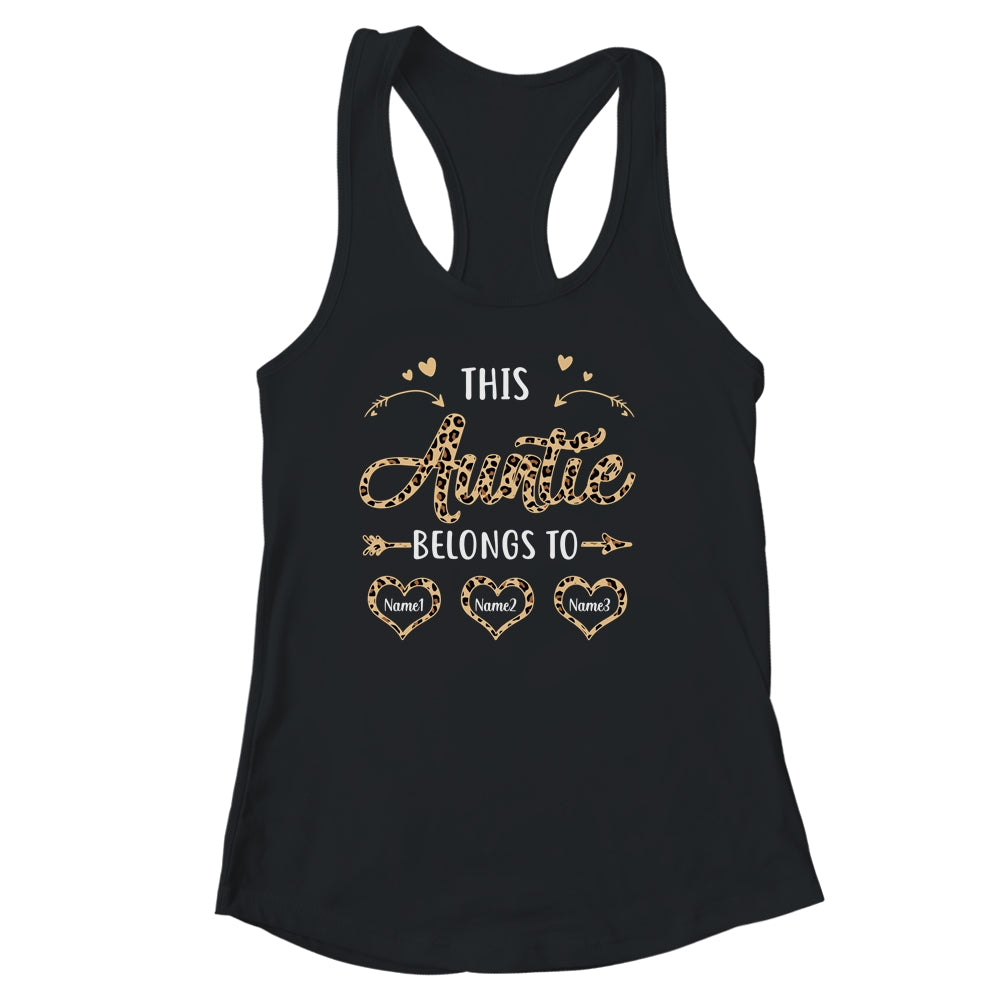 Personalized This Auntie Belongs To Kids Custom Auntie With Kid's Name Leopard For Women Mothers Day Birthday Christmas Shirt & Tank Top | siriusteestore