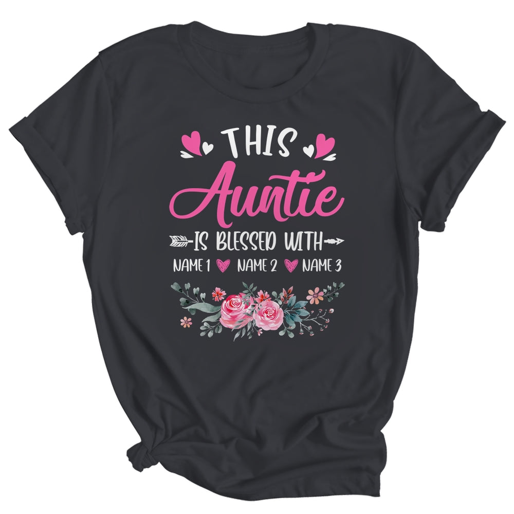 Personalized This Auntie Is Blessed With Kids Custom Auntie Name Flower Mothers Day Birthday Christmas Shirt & Tank Top | siriusteestore