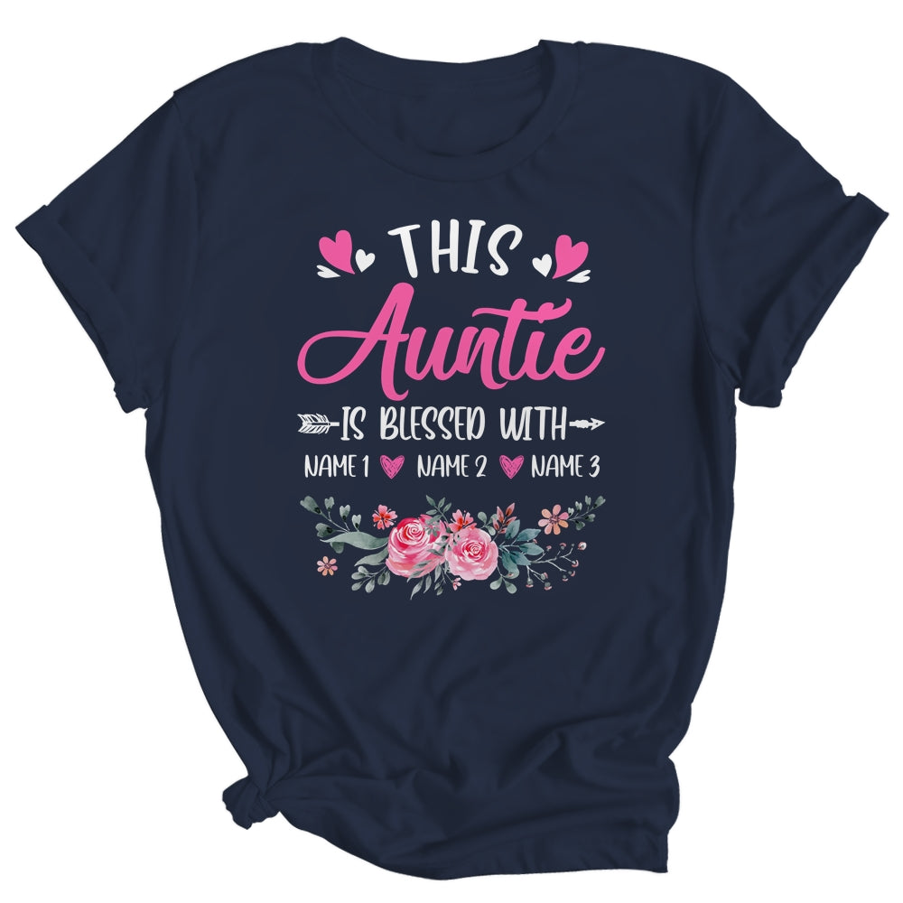 Personalized This Auntie Is Blessed With Kids Custom Auntie Name Flower Mothers Day Birthday Christmas Shirt & Tank Top | siriusteestore