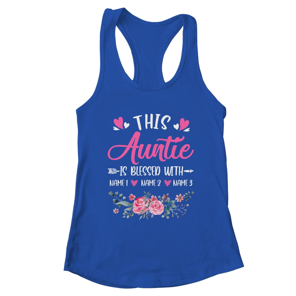 Personalized This Auntie Is Blessed With Kids Custom Auntie Name Flower Mothers Day Birthday Christmas