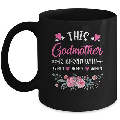 Personalized This Godmother Is Blessed With Kids Custom Godmother Name Flower Mothers Day Birthday Christmas Mug | siriusteestore