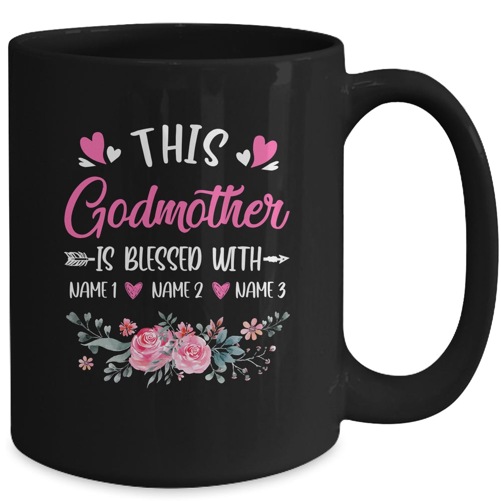 Personalized This Godmother Is Blessed With Kids Custom Godmother Name Flower Mothers Day Birthday Christmas Mug | siriusteestore