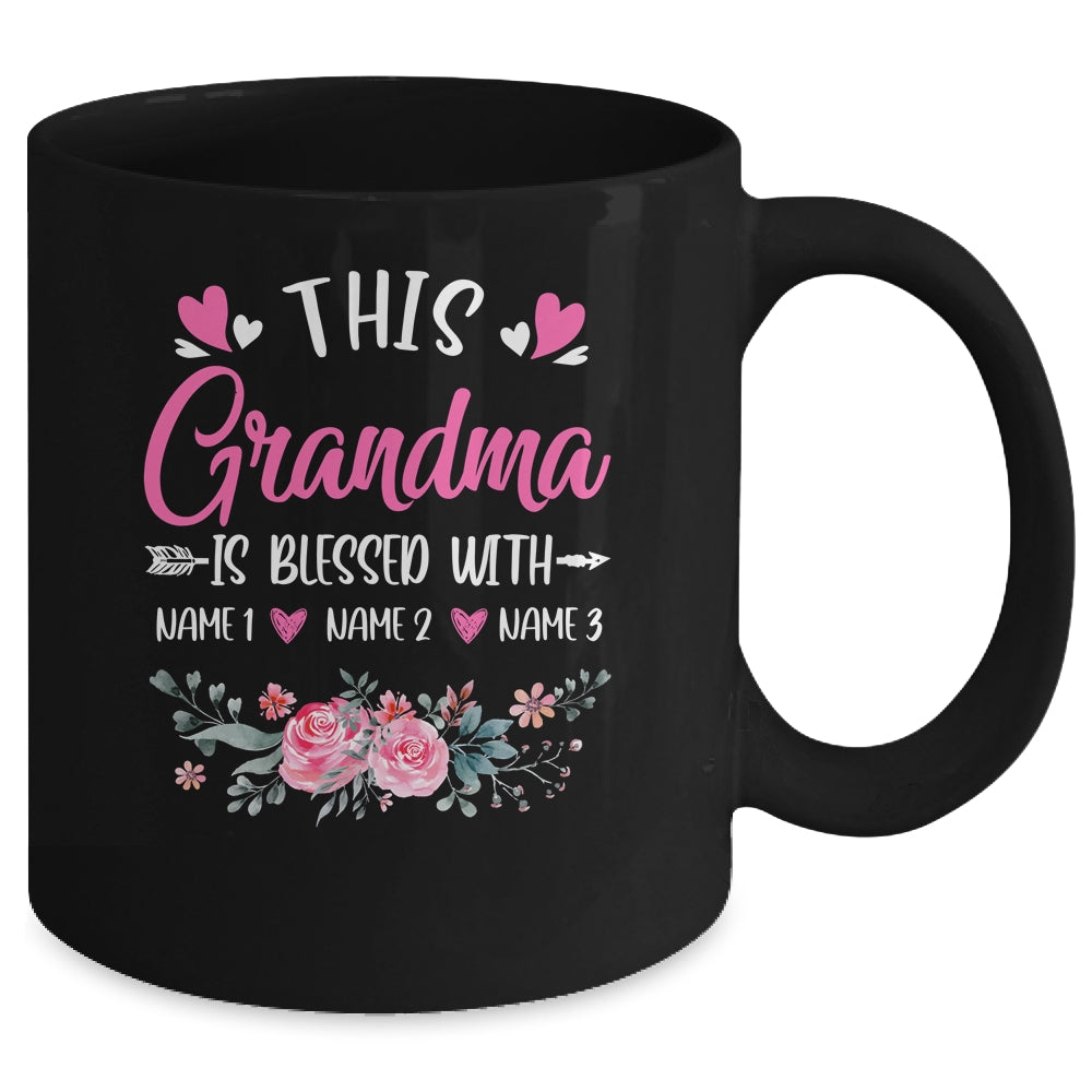 Personalized This Grandma Is Blessed With Kids Custom Grandma Name Flower Mothers Day Birthday Christmas Mug | siriusteestore