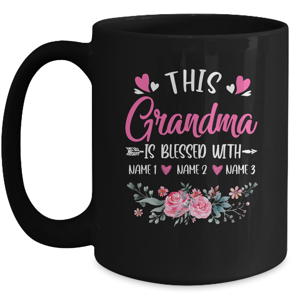 Personalized This Grandma Is Blessed With Kids Custom Grandma Name Flower Mothers Day Birthday Christmas Mug | siriusteestore