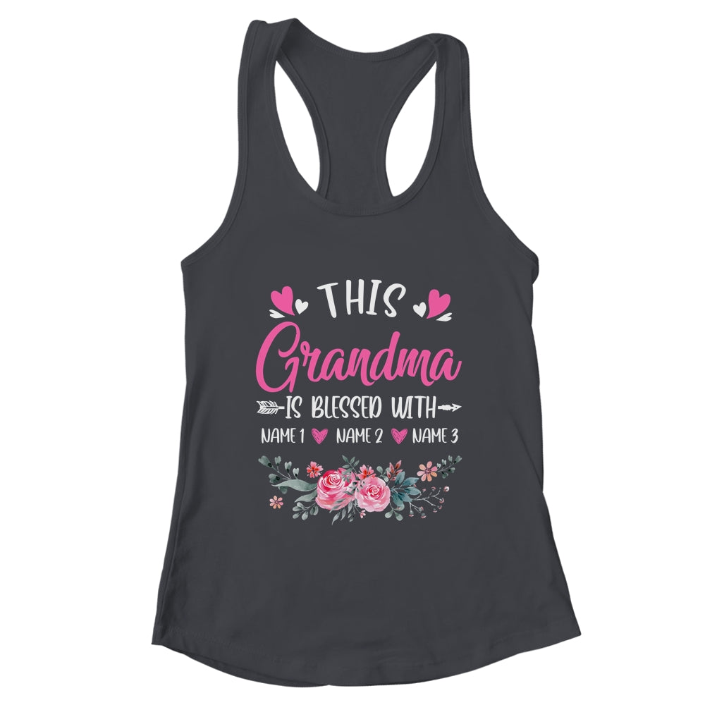 Personalized This Grandma Is Blessed With Kids Custom Grandma Name Flower Mothers Day Birthday Christmas