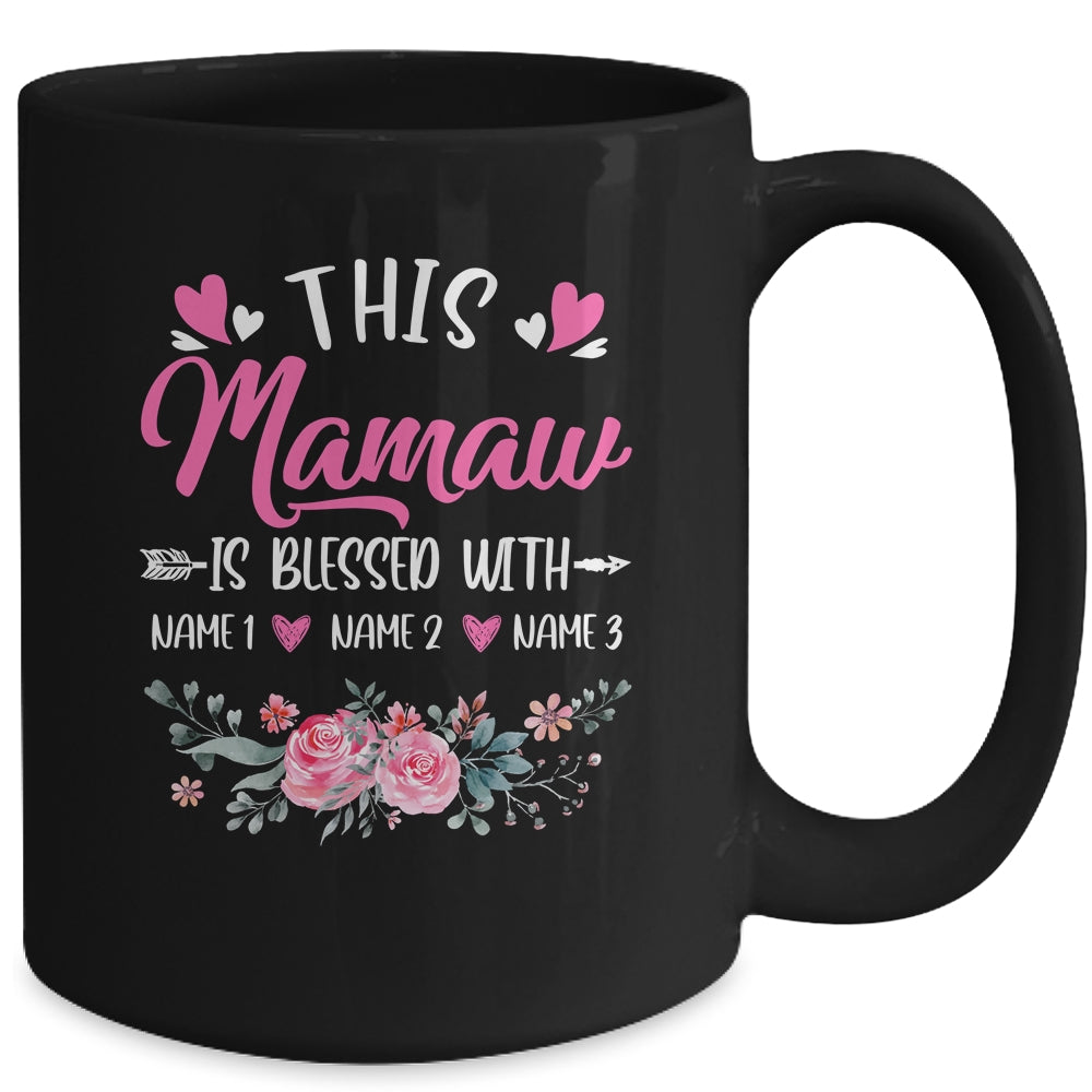 Personalized This Mamaw Is Blessed With Kids Custom Mamaw Name Flower Mothers Day Birthday Christmas Mug | siriusteestore