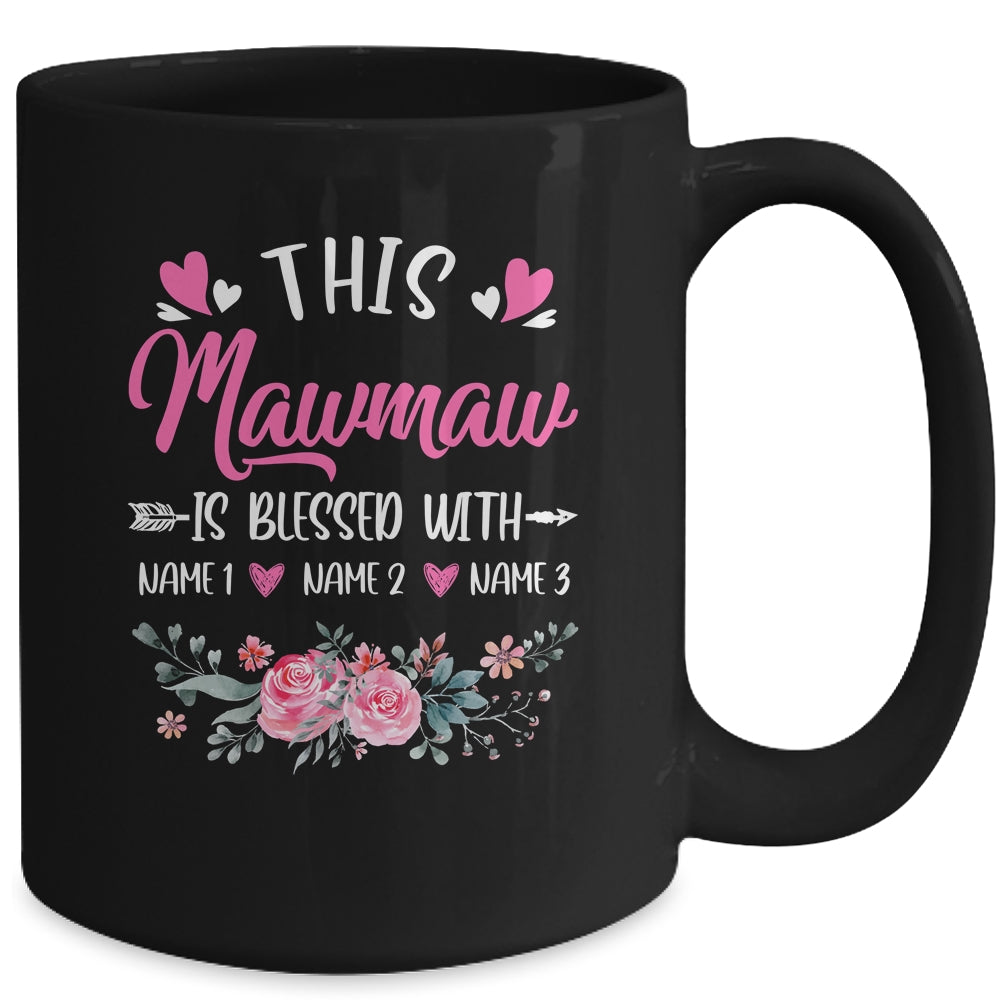 Personalized This Mawmaw Is Blessed With Kids Custom Mawmaw Name Flower Mothers Day Birthday Christmas Mug | siriusteestore
