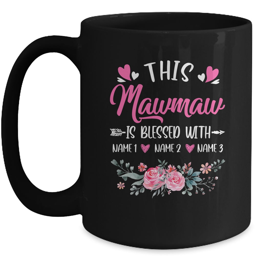Personalized This Mawmaw Is Blessed With Kids Custom Mawmaw Name Flower Mothers Day Birthday Christmas Mug | siriusteestore